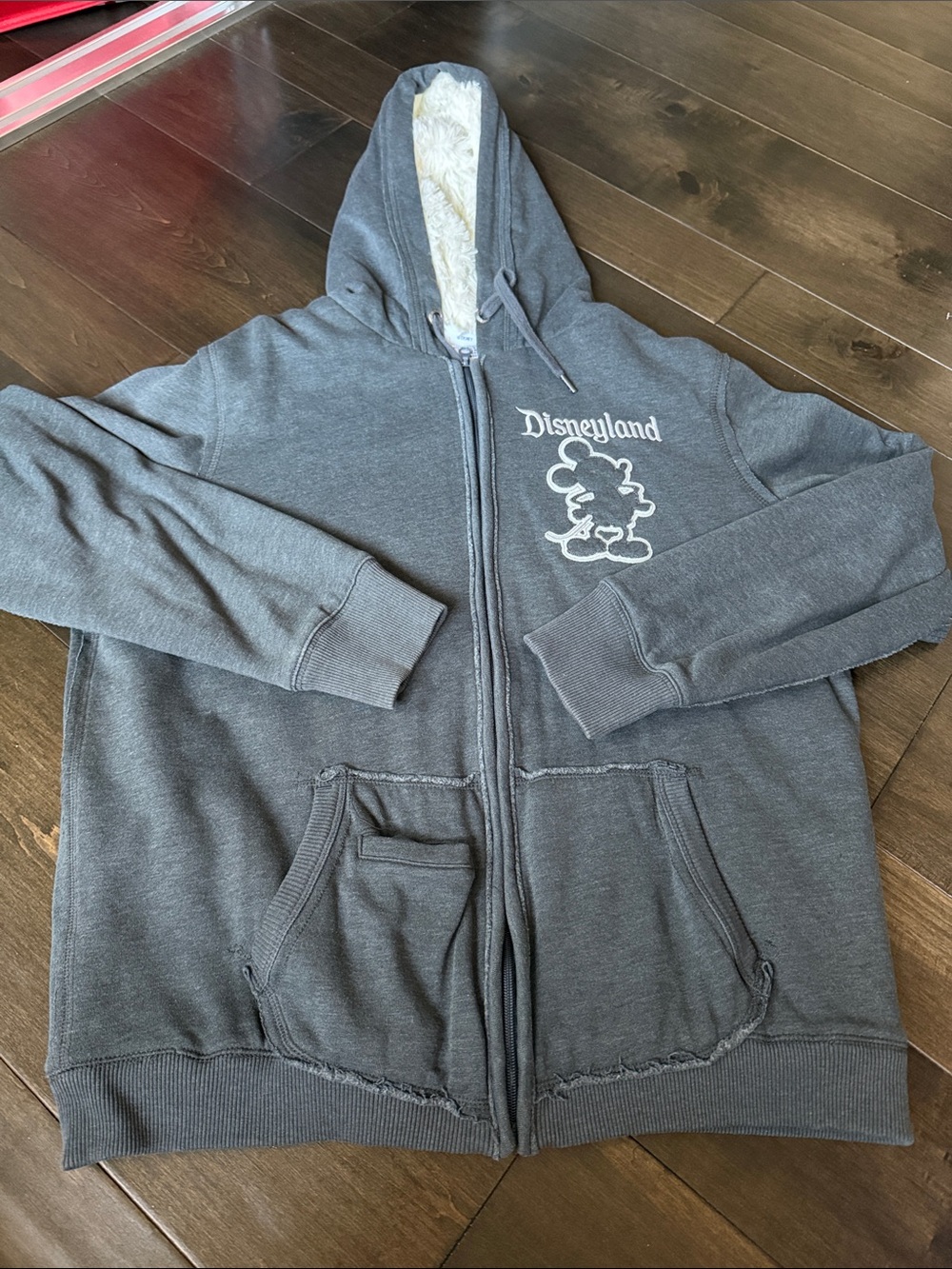 Disneyland 55  Gray Hooded Jacket with Cream Sherpa Lining